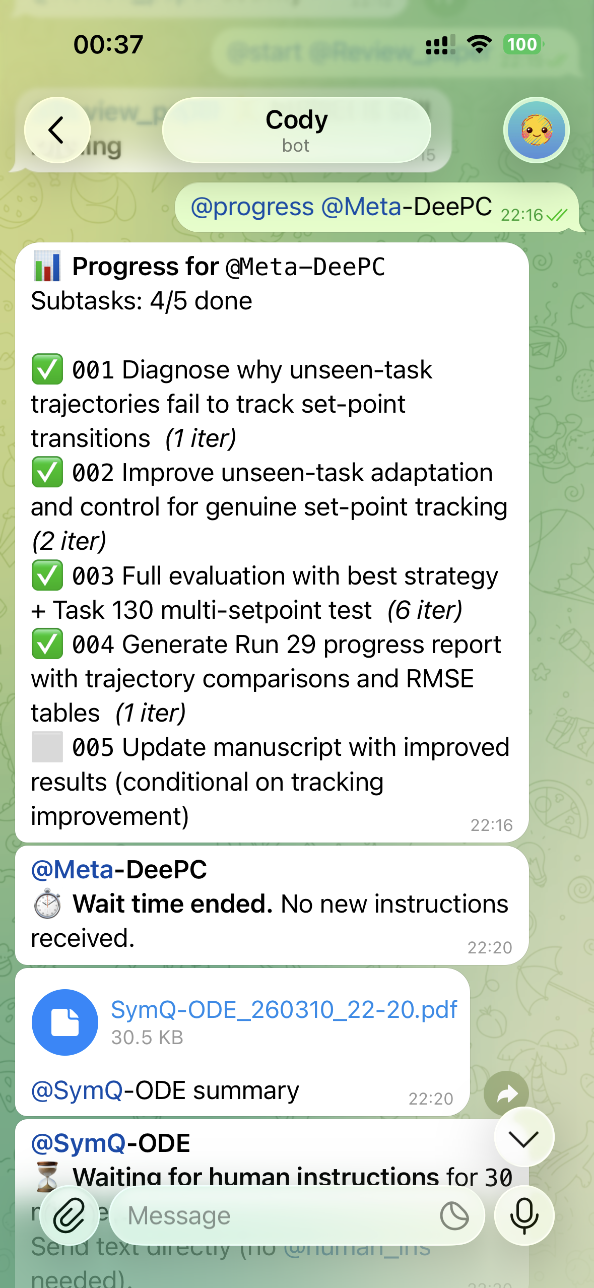 Subtask and Progress Check